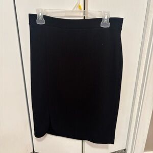 Elle Black Pencil Skirt with Curved Hem